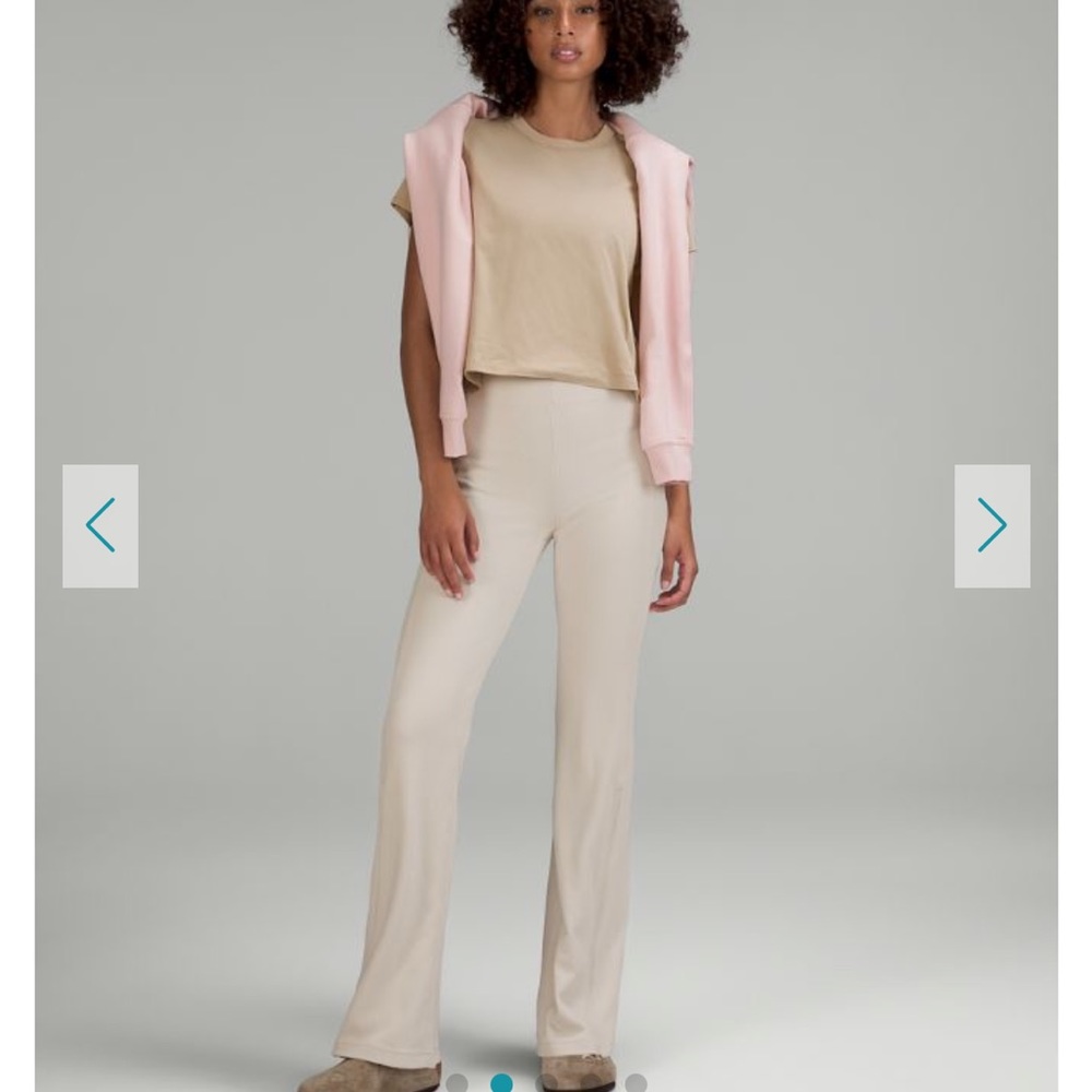 Brushed Softstreme Ribbed Zip Flared Pant 32.5" in
White Opal, size 14, NWT